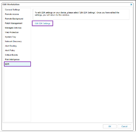 EDR install settings on N-able N-sight